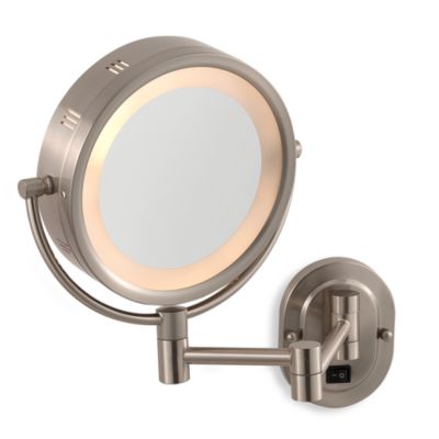 Jerdon 5X/1X Nickel Lighted Hardwired Wall Mount Mirror - Bed Bath & Beyond
